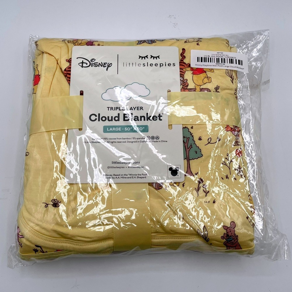 NWT Little Sleepies Disney Cloud Blanket Yellow Disney Winnie Pooh Large 50x50